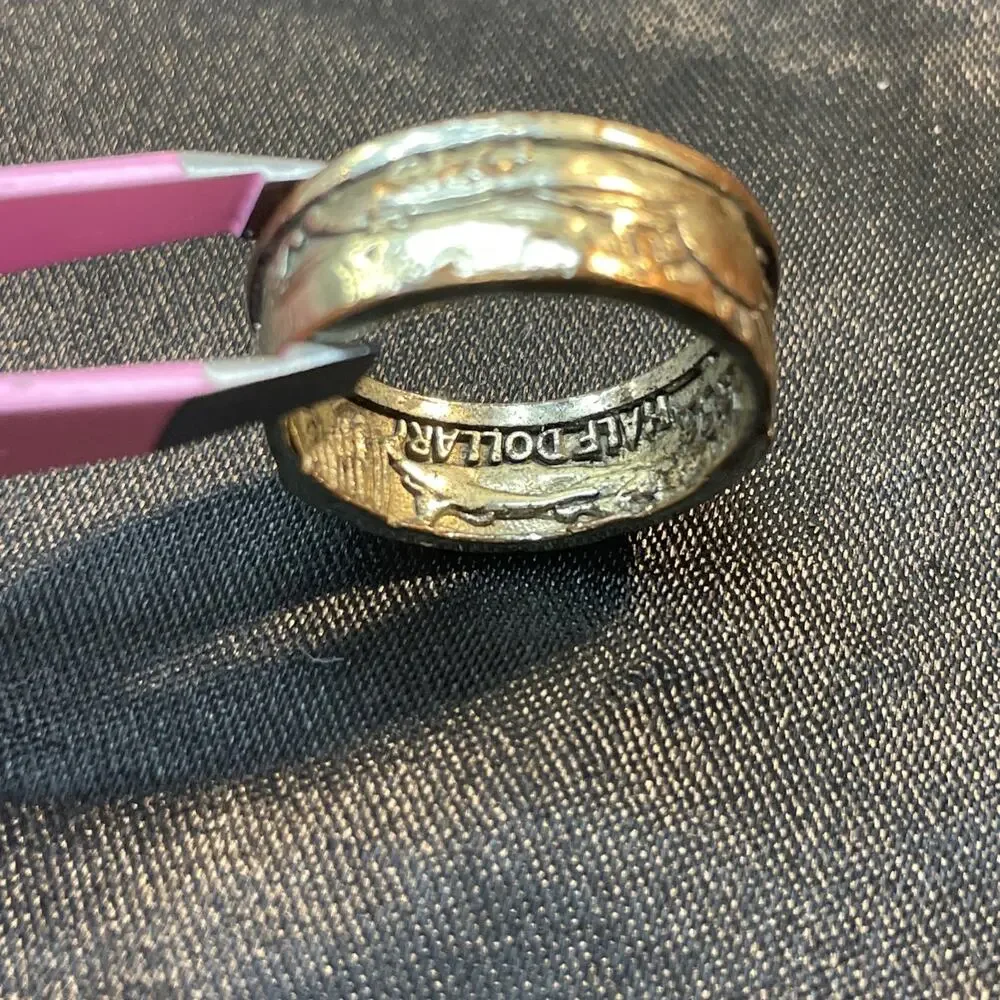 Vintage 1945 Silver Embossed Statement Ring Handmade Artisan Band Sz 9